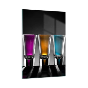 Impression sur verre - Image sur verre - Lunettes colorées sur fond noir dans un style minimaliste - 50x70cm - Les couleurs de la joie - Décoration murale moderne pour le salon et la chambre ARTTOR