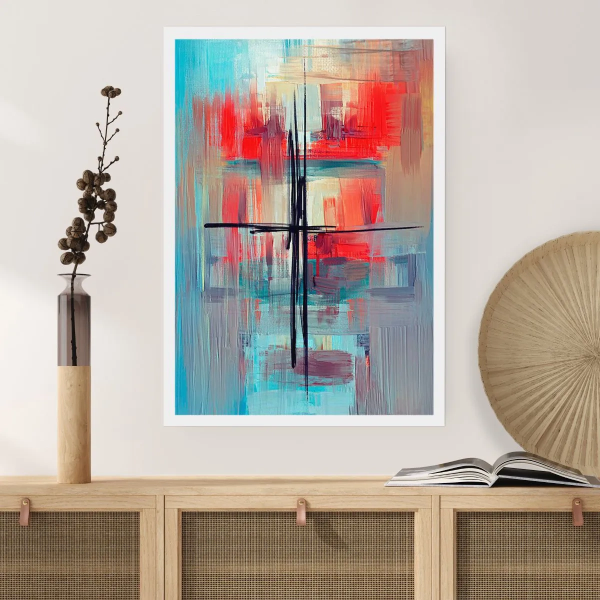 Affiche - Poster - Composition abstraite aux couleurs dynamiques - 50x70cm - Un paysage dans une dimension inconnue - Décoration murale moderne pour le salon et la chambre ARTTOR