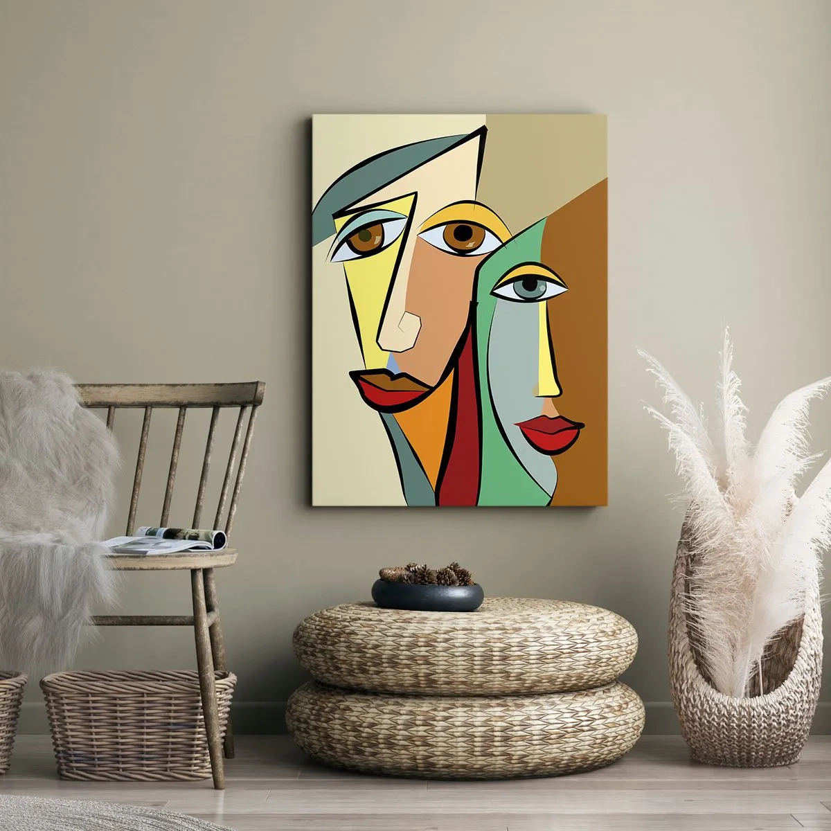 Impression sur toile - Image sur toile - Couple cubiste - 55x100 cm