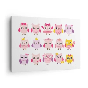 Impression sur toile - Image sur toile - Hiboux mignons aux couleurs pastel - 70x50cm - L'un est plus doux que l'autre - Décoration murale moderne pour le salon et la chambre ARTTOR