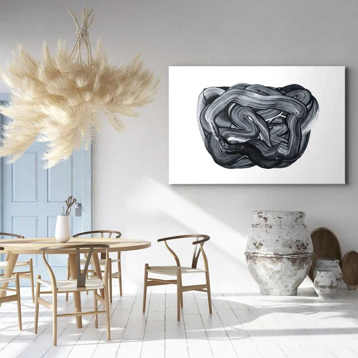 Impression sur toile - Image sur toile - Composition abstraite en nuances de gris - 100x70cm - Ce n'est pas si simple - Décoration murale moderne pour le salon et la chambre ARTTOR