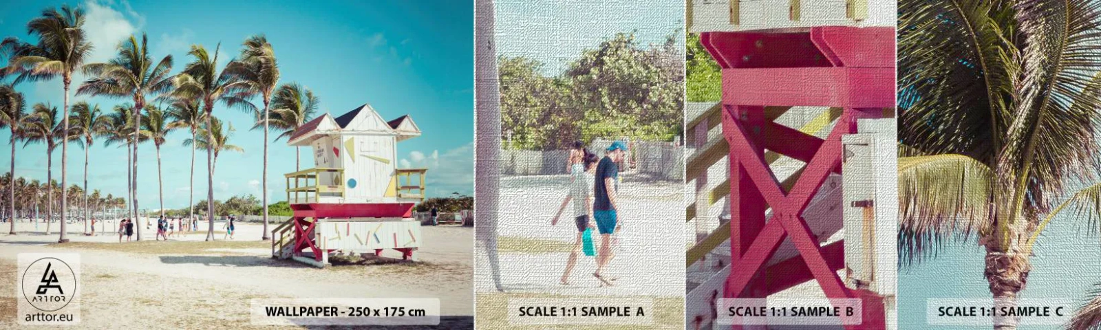 Échantillon de Papier Peint Premium Canvas - Une belle journée devant toi - Paysage, Plage, Floride - 100x30 cm