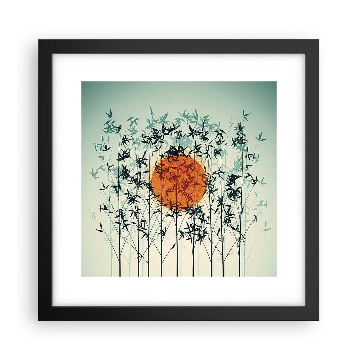 Affiche dans un cadre noir - Poster - Soleil japonnais - 30x30 cm