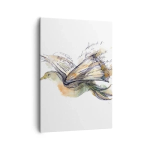 Impression sur toile - Image sur toile - Aquarelle artistique d'un oiseau avec un livre comme ailes - 50x70cm - Sur les ailes de la poésie - Décoration murale moderne pour le salon et la chambre ARTTOR