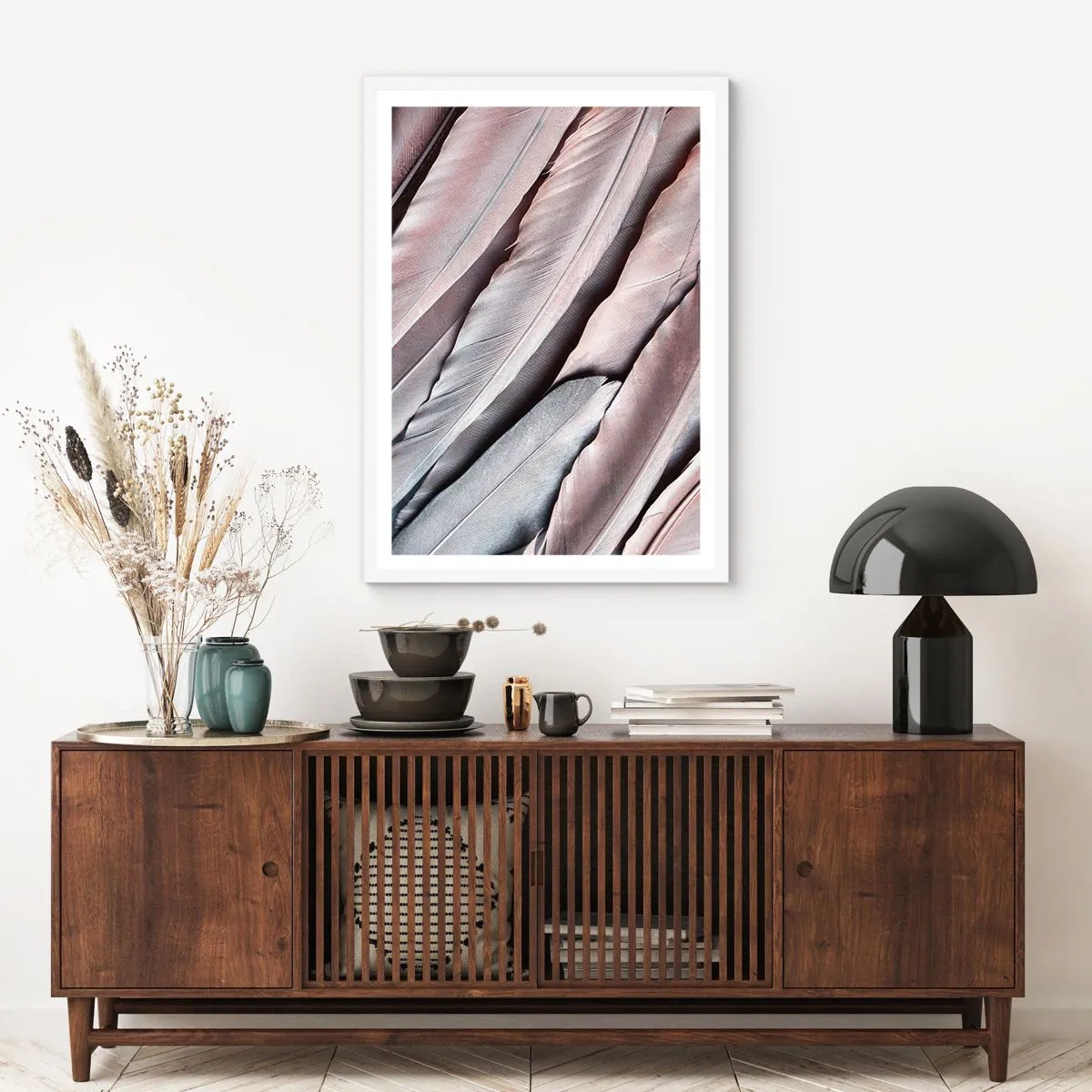 Affiche dans un cadre blanc - Poster - En argent rose - 70x100 cm