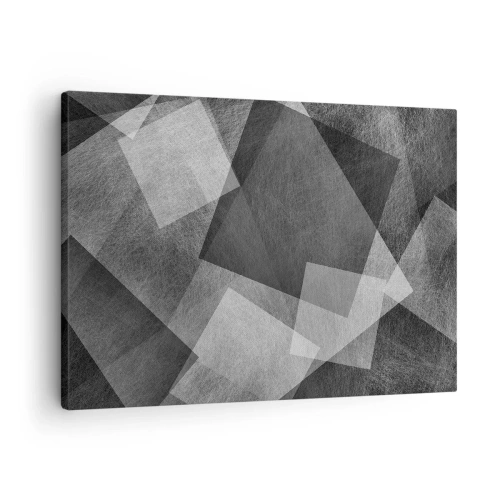 Impression sur toile - Image sur toile - Abstraction en noir et blanc avec des formes géométriques - 70x50cm - Le symbole éternel de durabilité et d'ordre - Décoration murale moderne pour le salon et la chambre ARTTOR