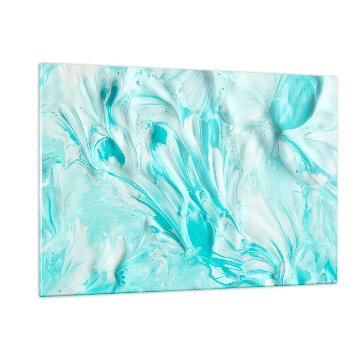 Impression sur verre - Image sur verre - Motifs abstraits bleus et blancs ressemblant à un mouvement ondulatoire - 120x80cm - Ensemble pour toujours - Décoration murale moderne pour le salon et la chambre ARTTOR