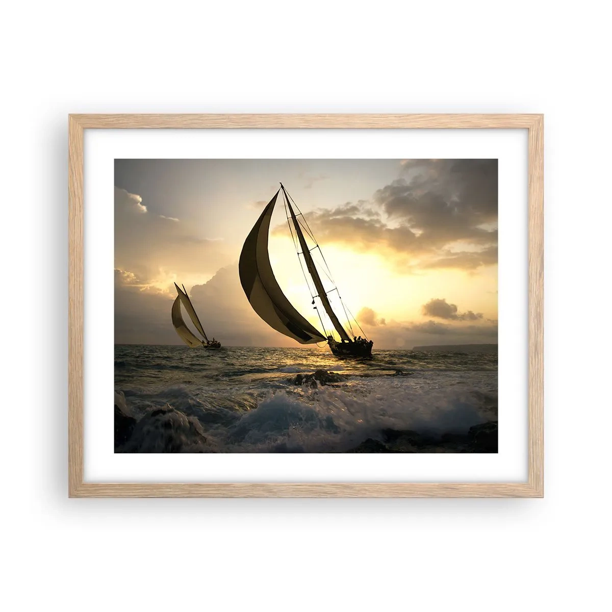 Affiche dans un chêne clair - Poster - Avec le vent et contre le vent - 50x40 cm