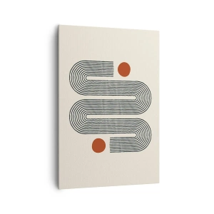 Impression sur toile - Image sur toile - Motif géométrique avec des lignes et des cercles orange - 70x100cm - Du début à la fin - Décoration murale moderne pour le salon et la chambre ARTTOR