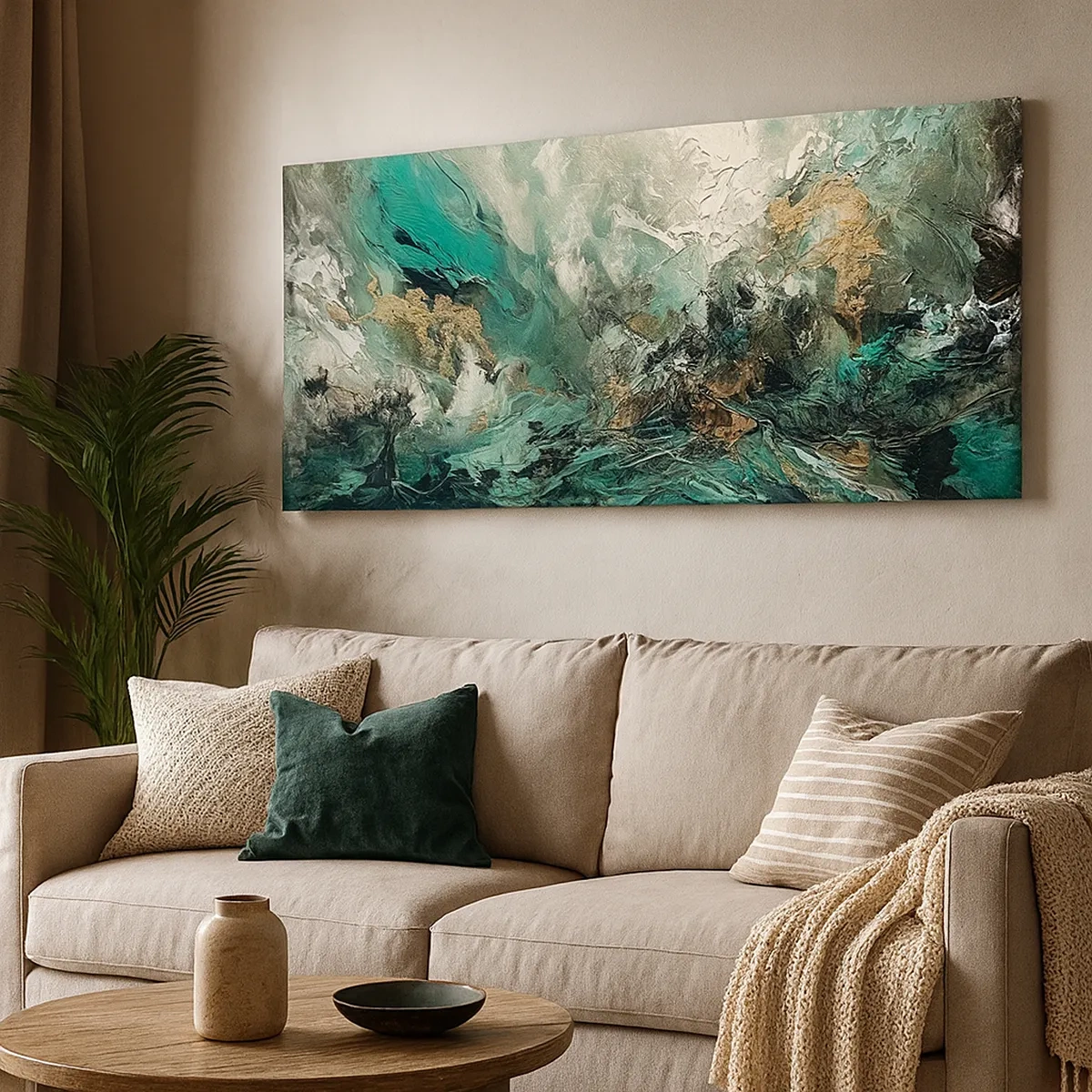 Impression sur toile - Image sur toile - Ressac émeraude et noir - 30x30 cm