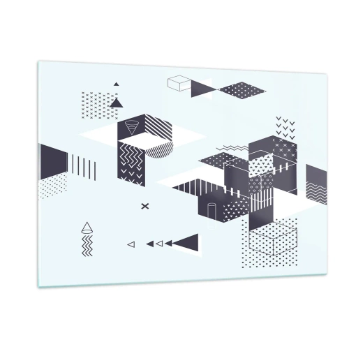 Impression sur verre - Image sur verre - Composition géométrique abstraite en noir et blanc sur fond clair - 120x80cm - Dans l'âme d'un mathématicien - Décoration murale moderne pour le salon et la chambre ARTTOR