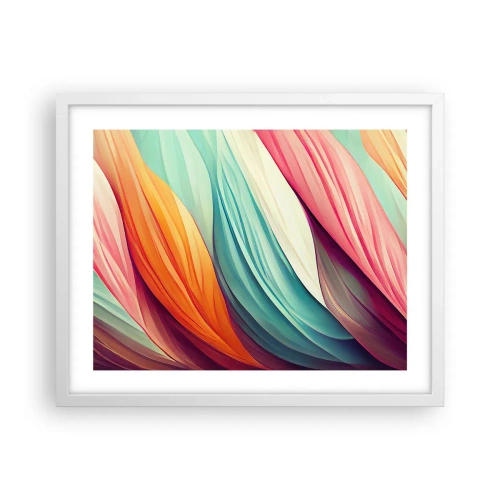 Affiche dans un cadre blanc - Poster - Tissage arc-en-ciel - 50x40 cm