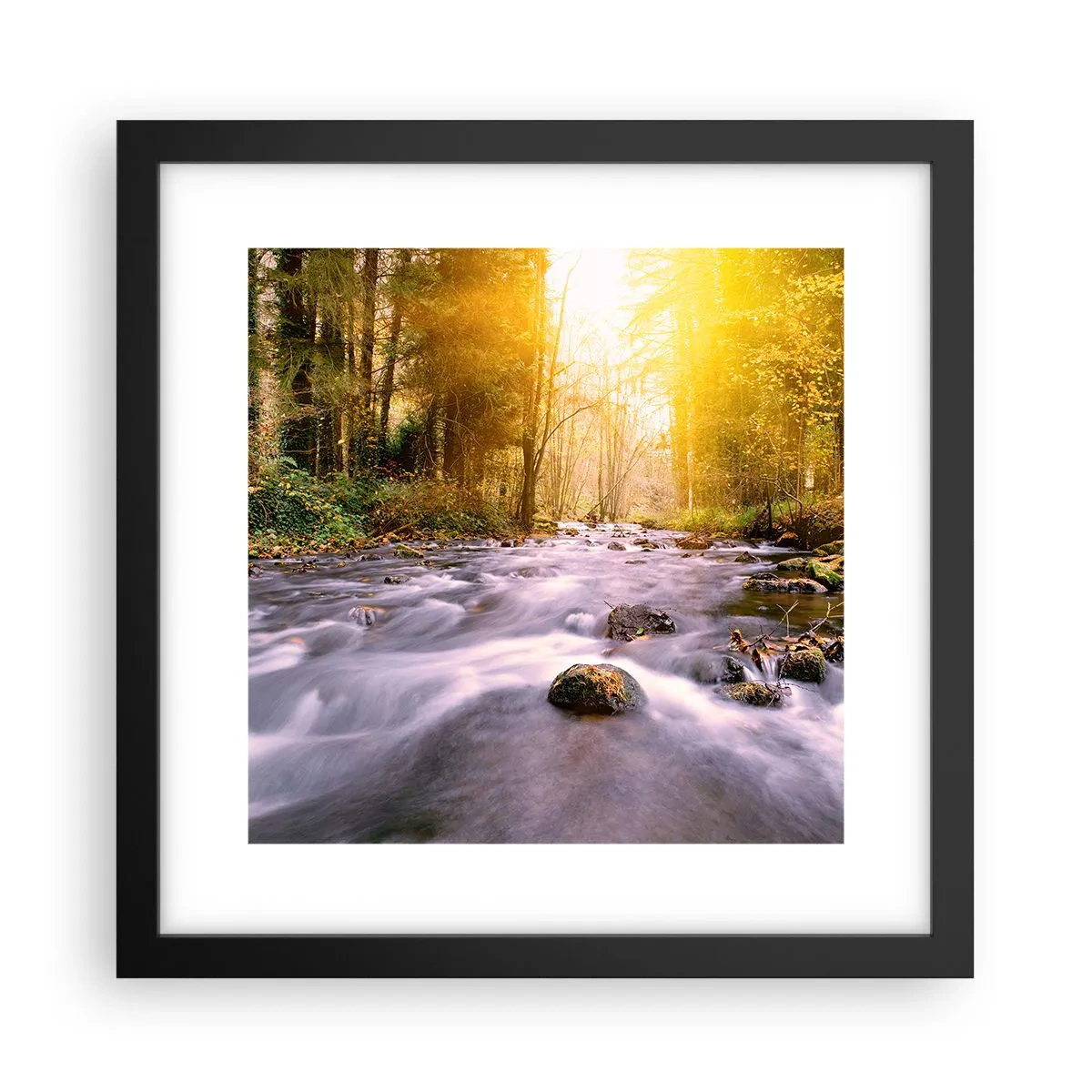 Affiche dans un cadre noir - Poster - Malachite dans un cadre argent et or - 30x30 cm