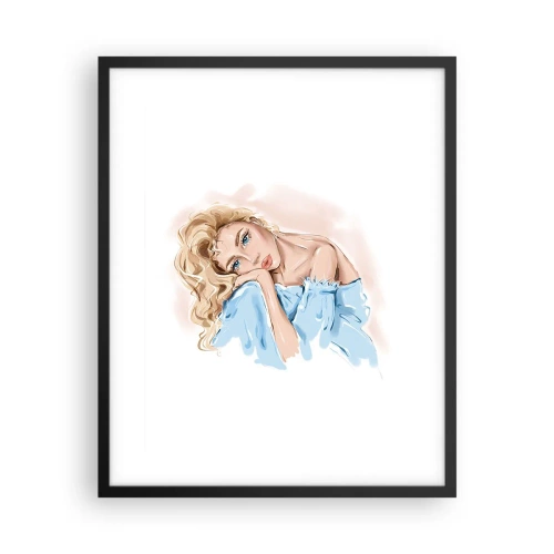 Affiche dans un cadre noir - Poster - Rêveuse en bleu - 40x50 cm