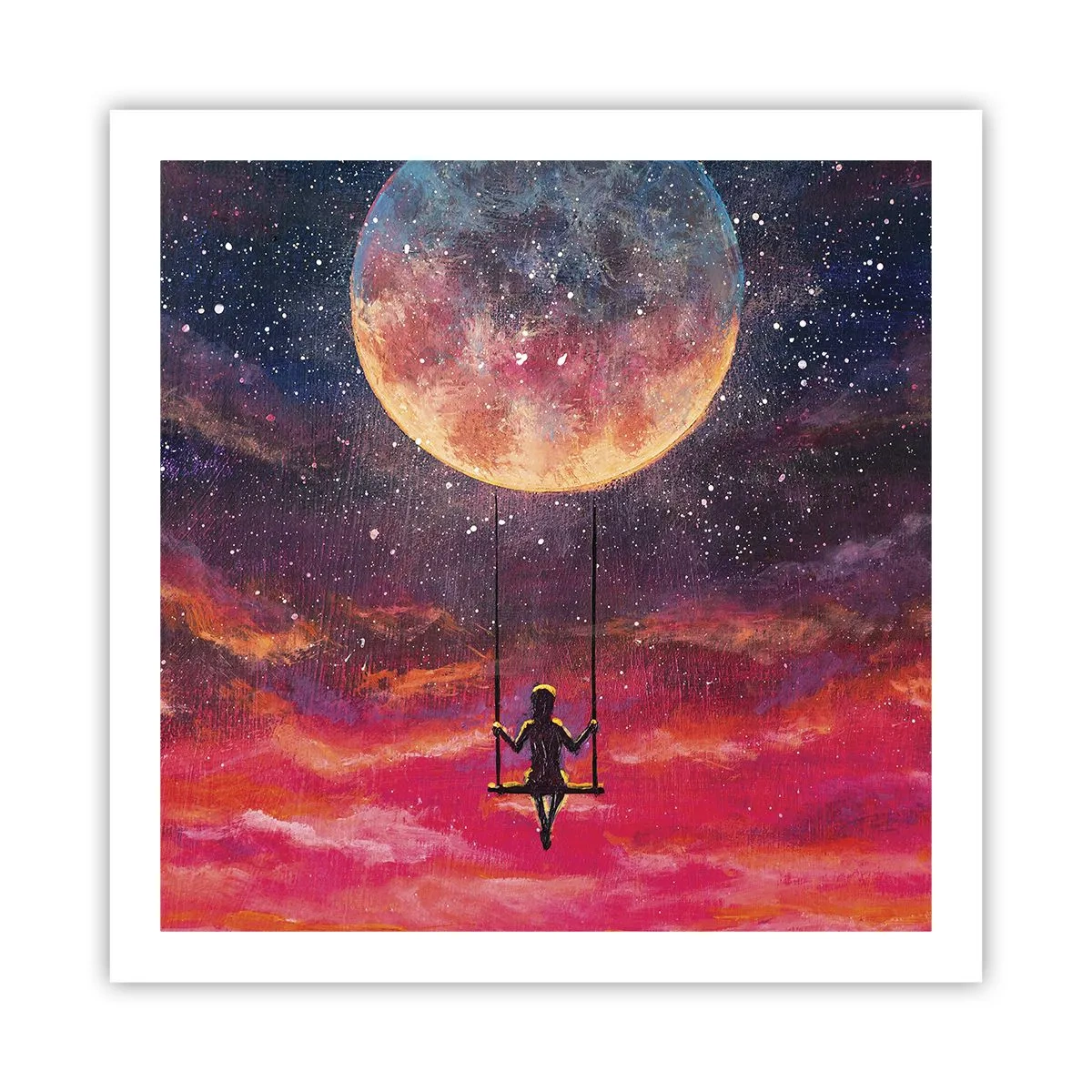 Affiche - Poster - Se balancer dans les nuages - 60x60 cm