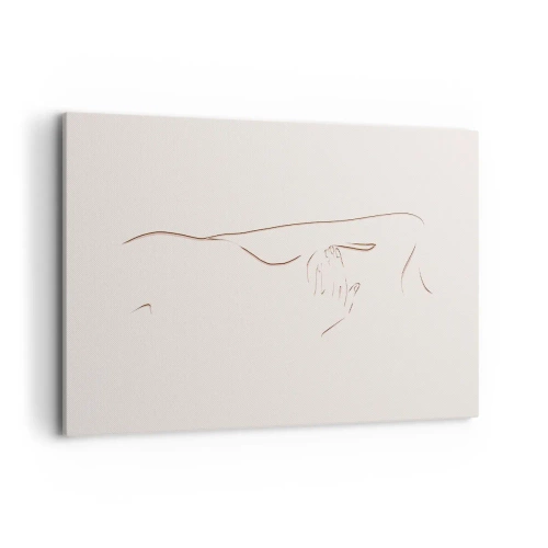 Impression sur toile - Image sur toile - Un dessin au trait subtil d'une silhouette sur un fond clair - 100x70cm - La forme du désir - Décoration murale moderne pour le salon et la chambre ARTTOR