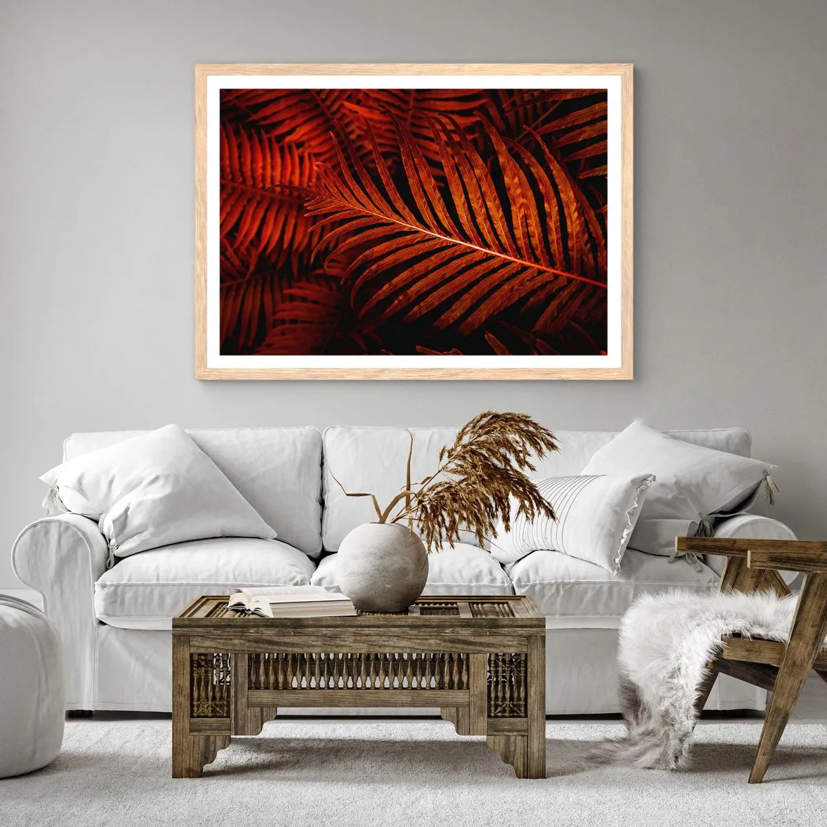 Affiche dans un chêne clair - Poster - Chaleur de la vie - 100x70 cm