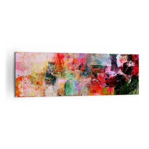Impression sur toile - Image sur toile - Une composition abstraite aux tons dominants rose et rouge. - 160x50cm - Un voyage à travers les roses - Décoration murale moderne pour le salon et la chambre ARTTOR
