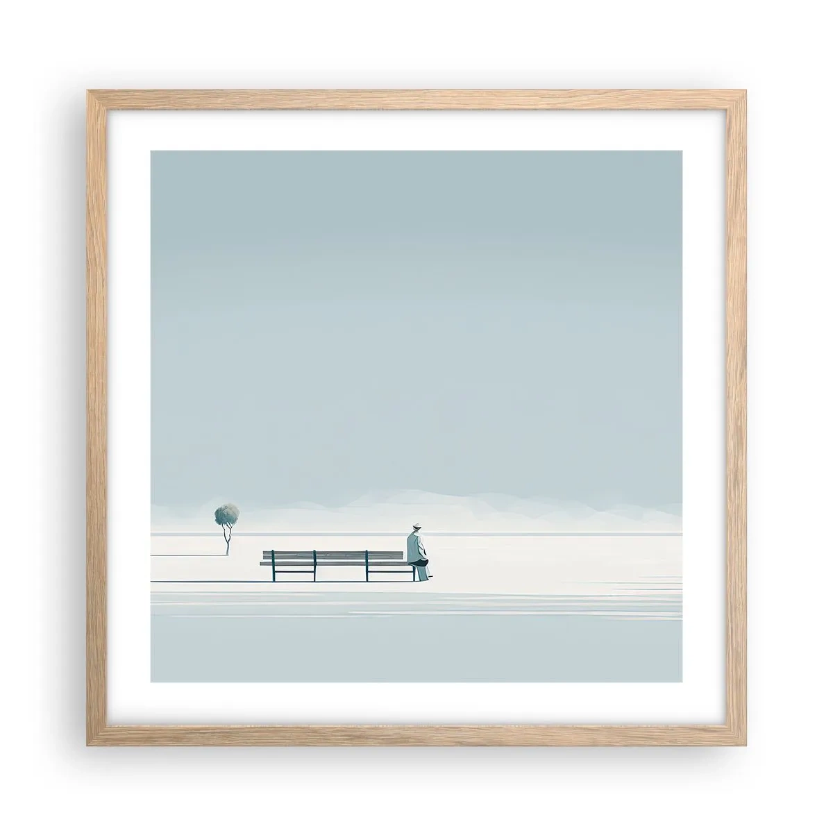 Affiche dans un chêne clair - Poster - Oui, j'attends. - 50x50 cm