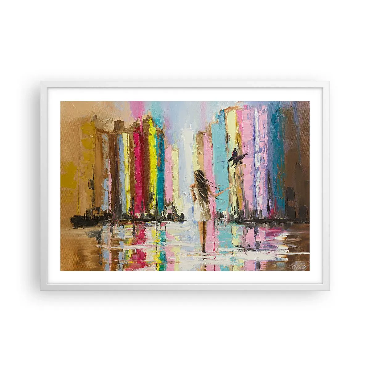 Affiche dans un cadre blanc - Poster - Viens avec moi - 70x50 cm