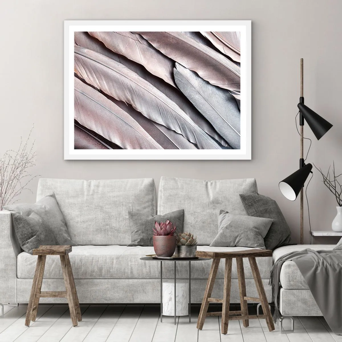 Affiche dans un cadre blanc - Poster - En argent rose - 50x40 cm