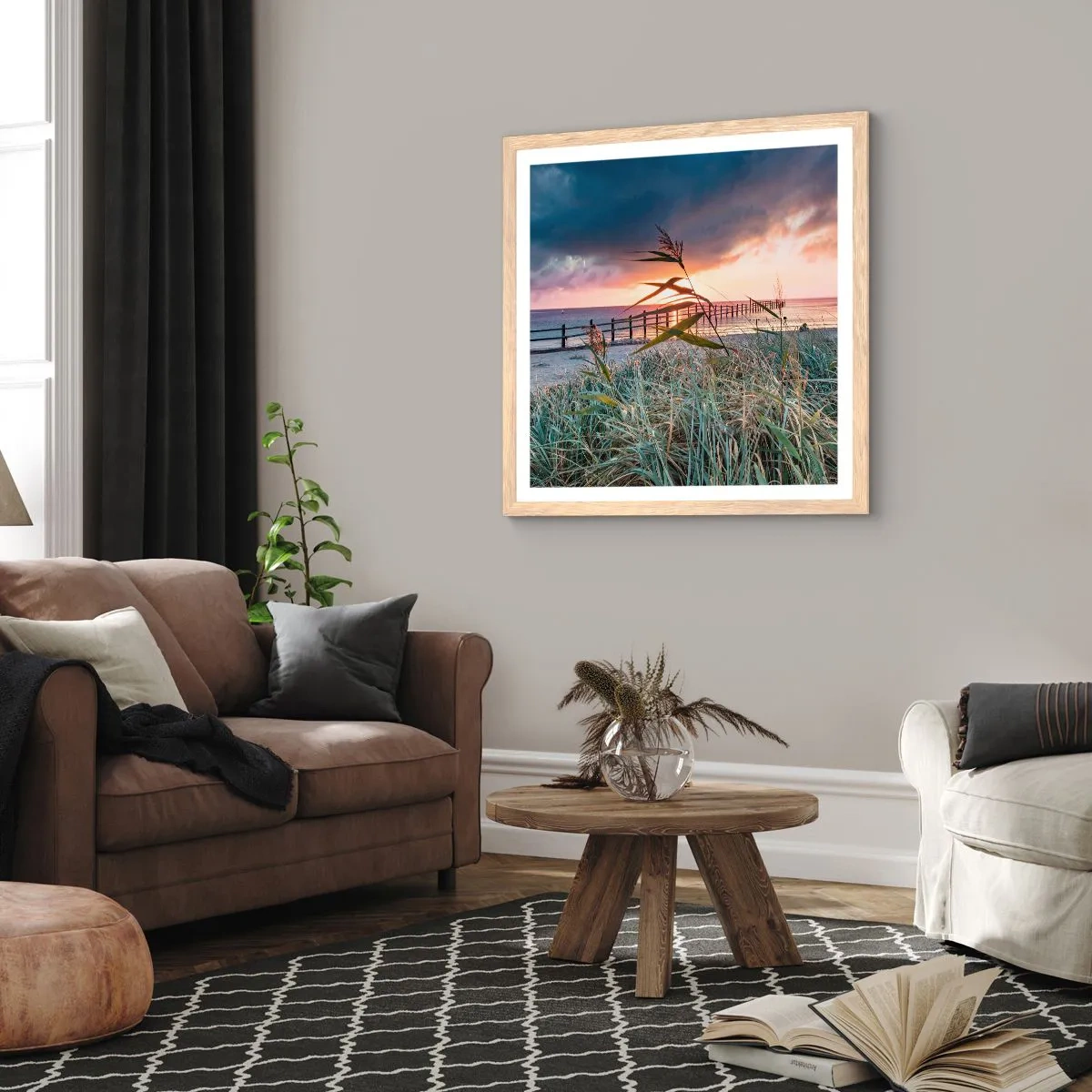 Affiche dans un chêne clair - Poster - Ça ne passe pas avec le vent - 60x60 cm