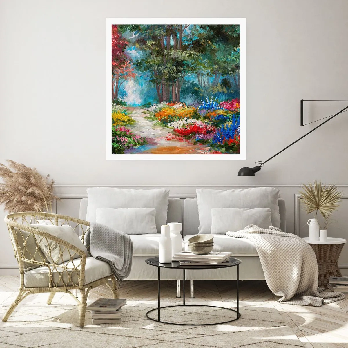 Affiche - Poster - Jardin forestier, forêt de fleurs - 40x40 cm