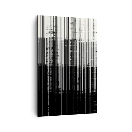 Impression sur toile - Image sur toile - Composition abstraite de lignes en noir et blanc contrastés - 80x120cm - Ondes et vibrations - Décoration murale moderne pour le salon et la chambre ARTTOR