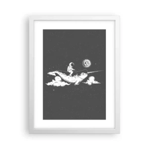 Affiche dans un cadre blanc - Poster - Cavalier de l'espace - 30x40 cm