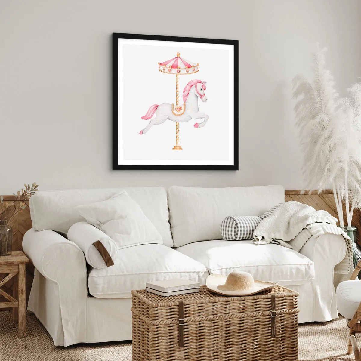 Affiche dans un cadre noir - Poster - Les sabots en avant - 50x50 cm