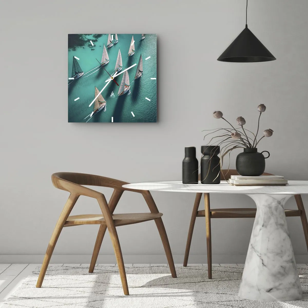 Horloge murale - Pendule murale - Dans une compétition avec le vent - 40x40 cm