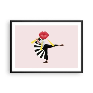 Affiche dans un cadre noir - Poster - Figure surréaliste avec bouche et éléments géométriques - 70x50cm - Pop-art surréaliste - Décoration murale moderne pour le salon et la chambre ARTTOR