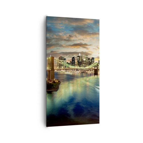Impression sur toile - Image sur toile - Une soirée lumineuse sur Manhattan - 65x120 cm