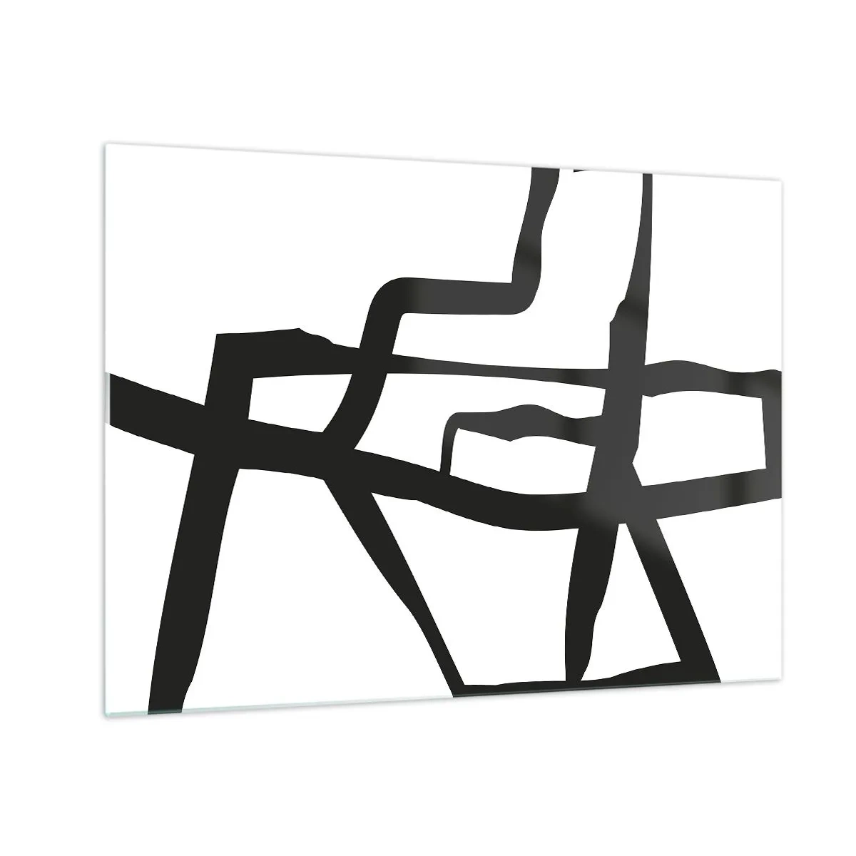 Impression sur verre - Image sur verre - Une structure abstraite en noir et blanc ressemblant à un plan urbain. - 70x50cm - Conception noir et blanc - Décoration murale moderne pour le salon et la chambre ARTTOR