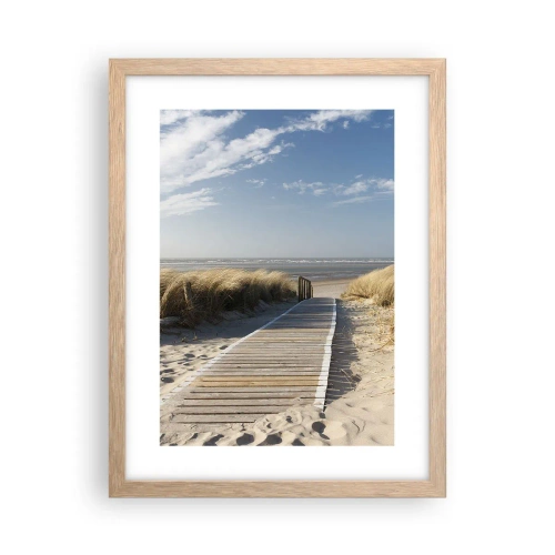 Affiche dans un chêne clair - Poster - Derrière la dune, dans le bruissement de l'herbe - 30x40 cm