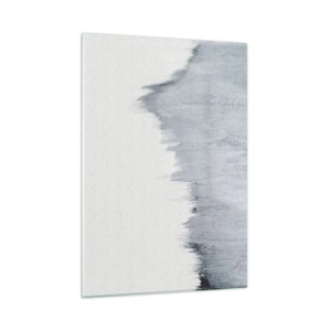 Impression sur verre - Image sur verre - Une composition abstraite dans des tons de gris ressemblant à un disque sur fond blanc. - 50x70cm - Une esquisse mystérieuse - Décoration murale moderne pour le salon et la chambre ARTTOR