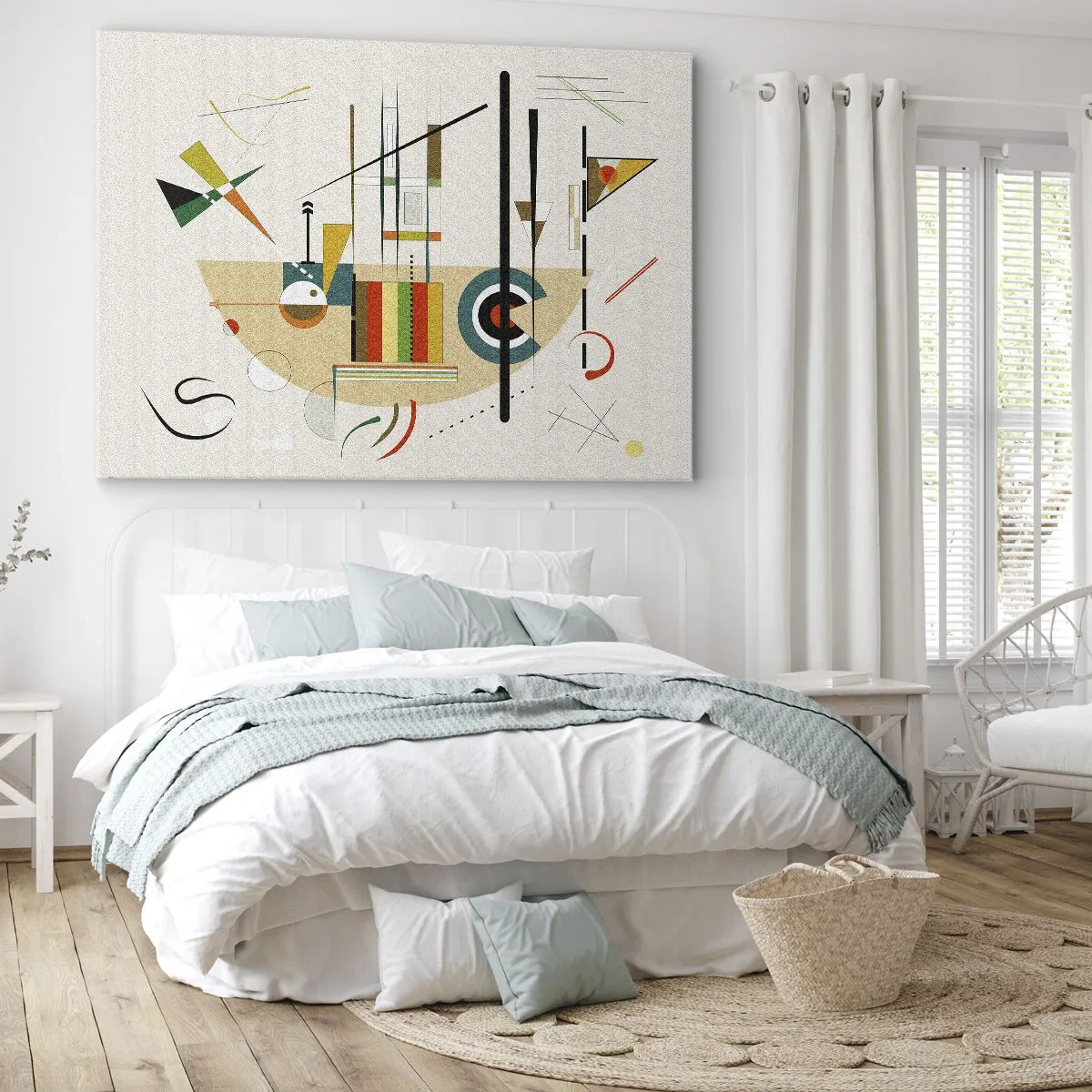 Impression sur toile - Image sur toile - Abstraction colorée avec des formes géométriques - 100x70cm - Et le monde s’amuse - Décoration murale moderne pour le salon et la chambre ARTTOR