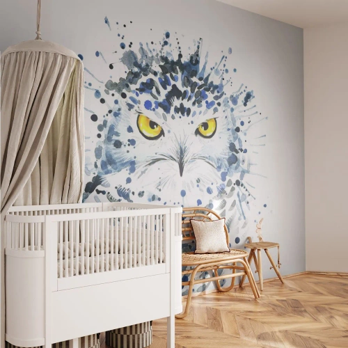 Papier Peint Photo Premium Canvas - Droit dans les yeux - Oiseau, Hibou, Animaux - 200x140 cm