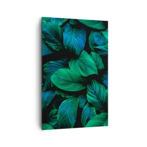 Impression sur toile - Image sur toile - Feuilles vertes dans un style minimaliste - 80x120cm - Dans la foule verte - Décoration murale moderne pour le salon et la chambre ARTTOR