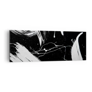 Impression sur toile - Image sur toile - Traits blancs abstraits sur fond noir - 140x50cm - Briser les ténèbres - Décoration murale moderne pour le salon et la chambre ARTTOR