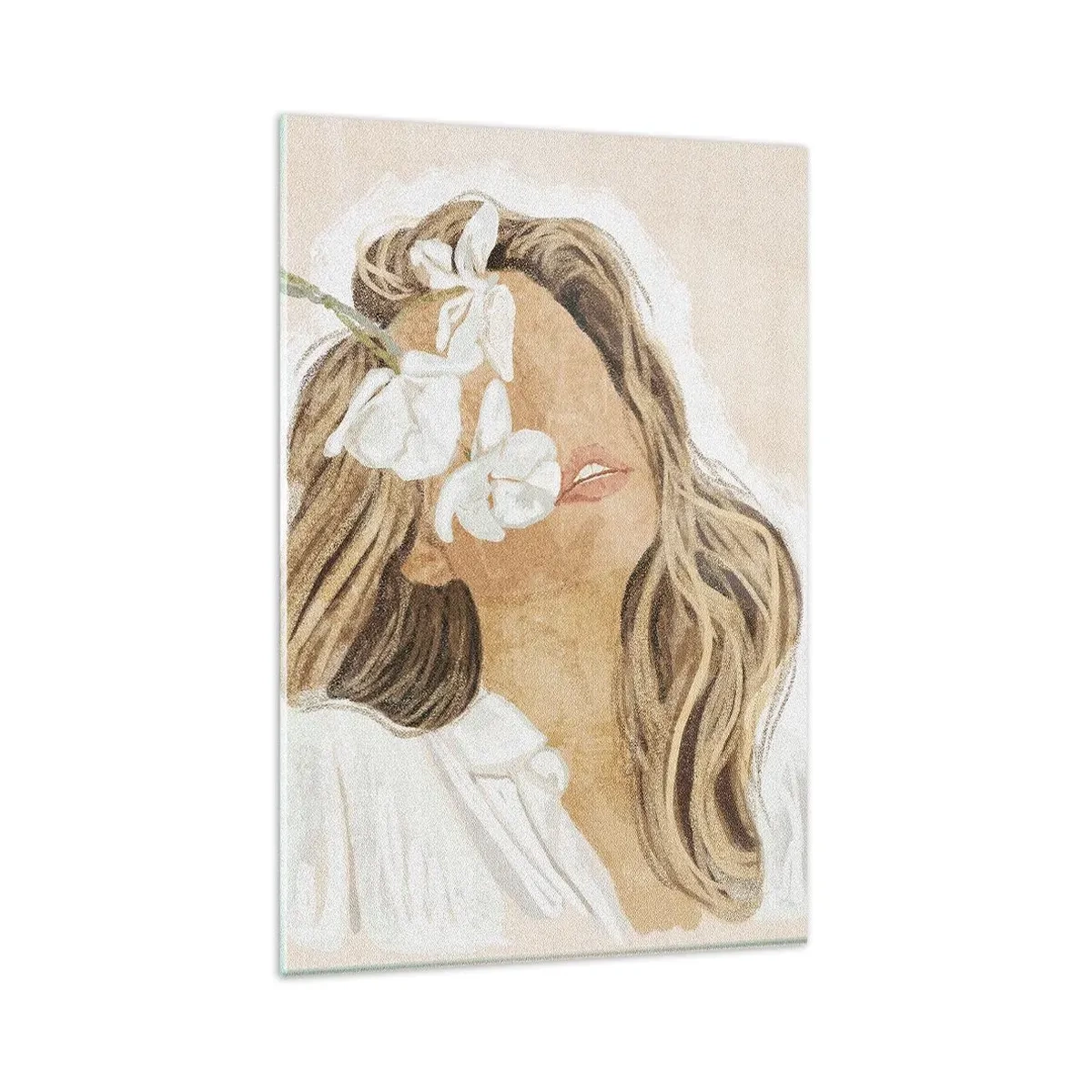 Impression sur verre - Image sur verre - Ravie parmi les fleurs - 80x120 cm