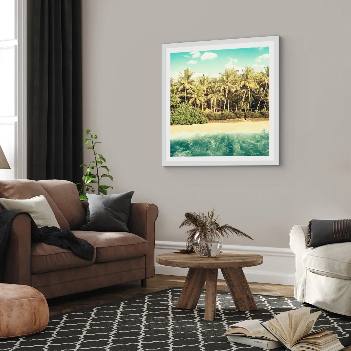 Affiche dans un cadre blanc - Poster - Peut-être ici? - 50x50 cm