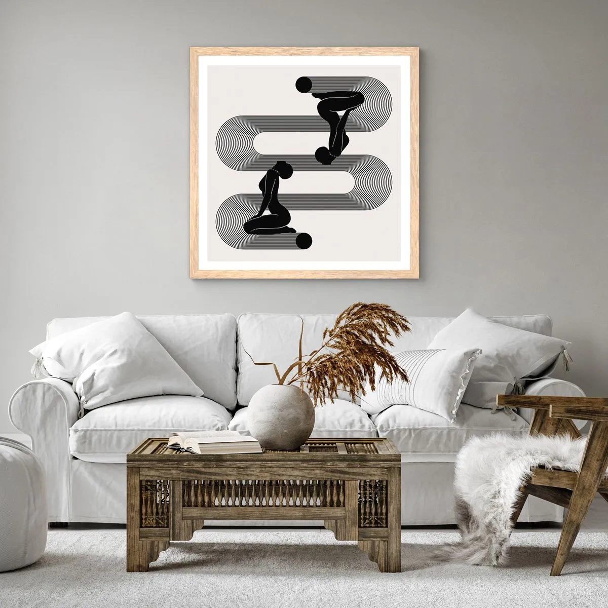 Affiche dans un chêne clair - Poster - Symétrie sensuelle - 30x30 cm