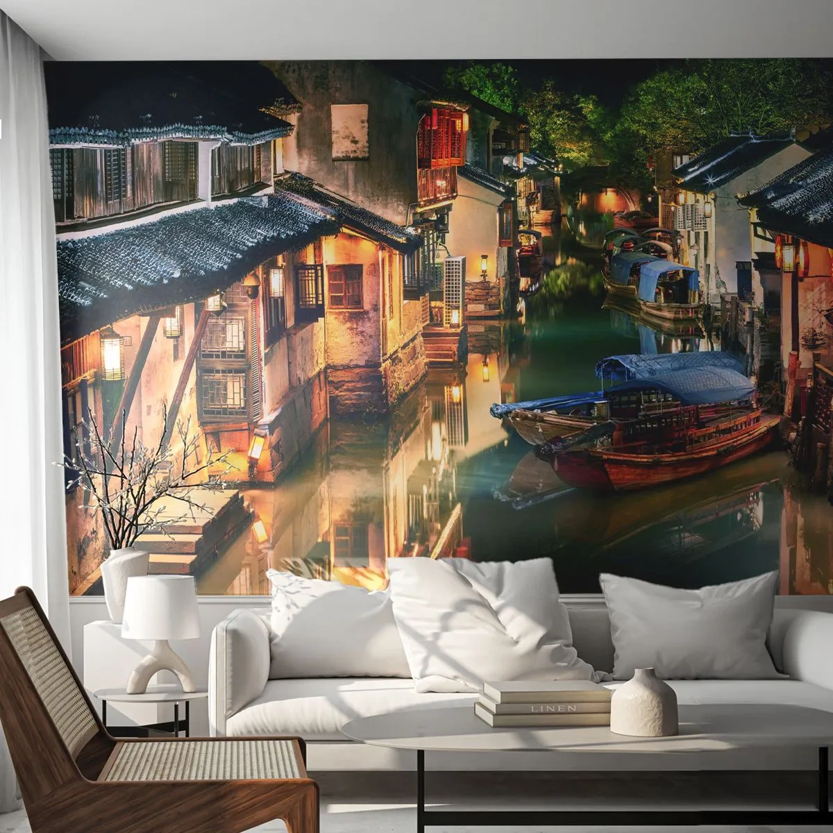 Papier Peint Photo Standard Eco - Soirée dans une rue chinoise - Paysage, Ville, Asie - 200x140 cm