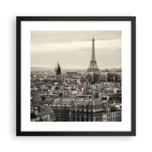 Affiche dans un cadre noir - Poster - Sur les toits de Paris - 40x40 cm