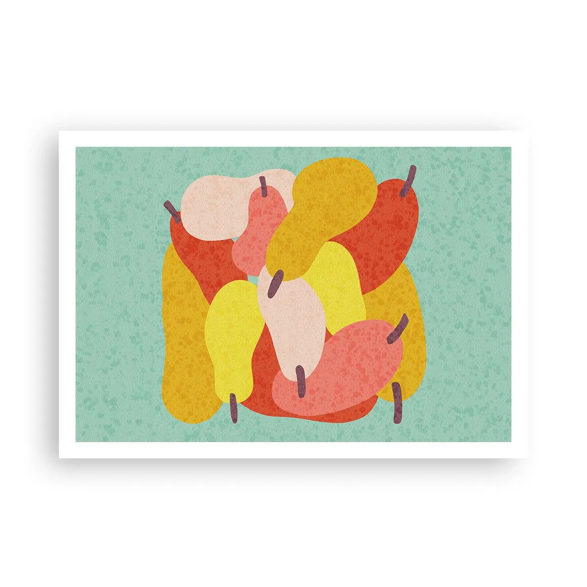 Affiche - Poster - Poires abstraites colorées sur fond vert - 100x70cm - Essayez le soleil d'été - Décoration murale moderne pour le salon et la chambre ARTTOR