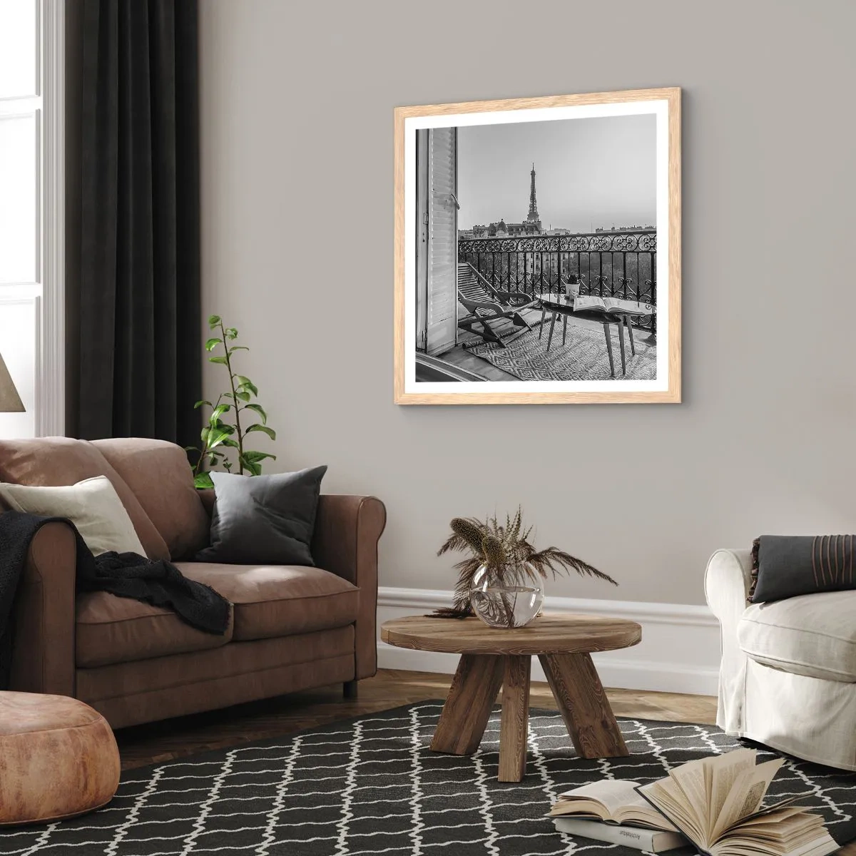 Affiche dans un chêne clair - Poster - Après-midi parisien - 50x50 cm