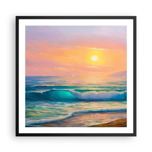 Affiche dans un cadre noir - Poster - Le chant turquoise des vagues - 60x60 cm