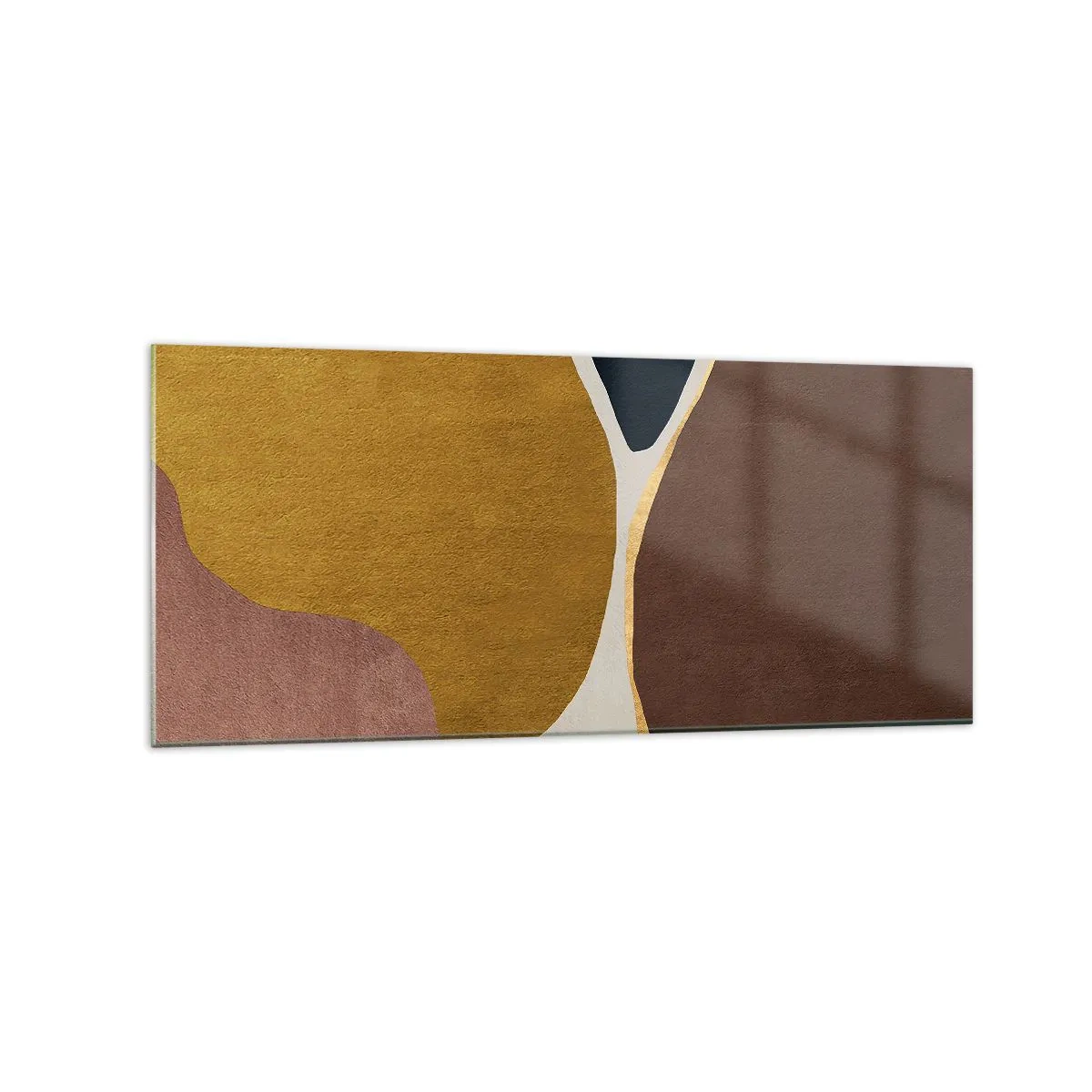 Impression sur verre - Image sur verre - Une composition abstraite avec des formes géométriques aux couleurs chaudes. - 120x50cm - L'abstraction – une place dans l'espace - Décoration murale moderne pour le salon et la chambre ARTTOR