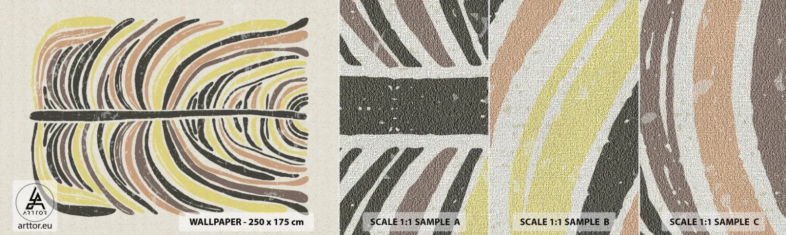 Échantillon de Papier Peint Premium Canvas - Abstraction pleine de vie - Bohème, Minimalisme, Pastel - 100x30 cm